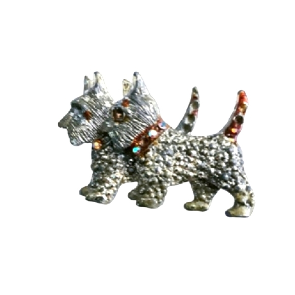 Double Scotties Vintage Brooch - Picture 1 of 2